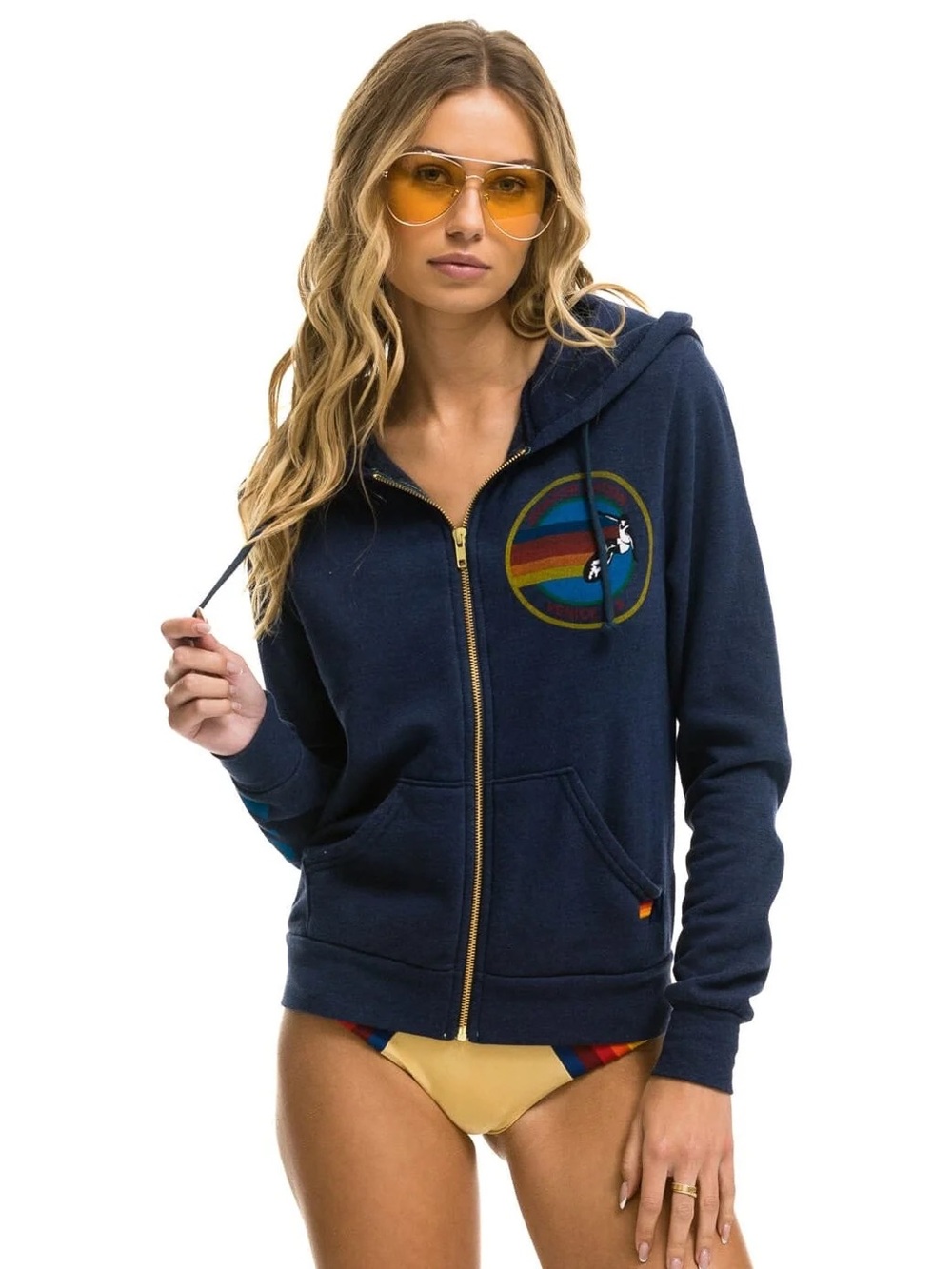 Aviator Nation Navy Zip Hoodie and Classic 5 Stripe Sweats Set